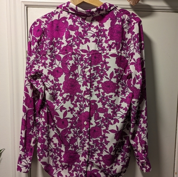 Banana Republic Shirt Floral Purple Long sleeve size S - Picture 6 of 9